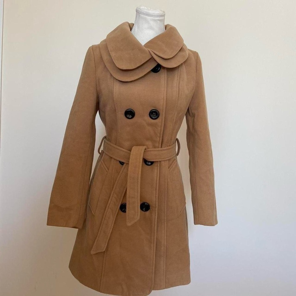 Women's Tan Double-Breasted Coat